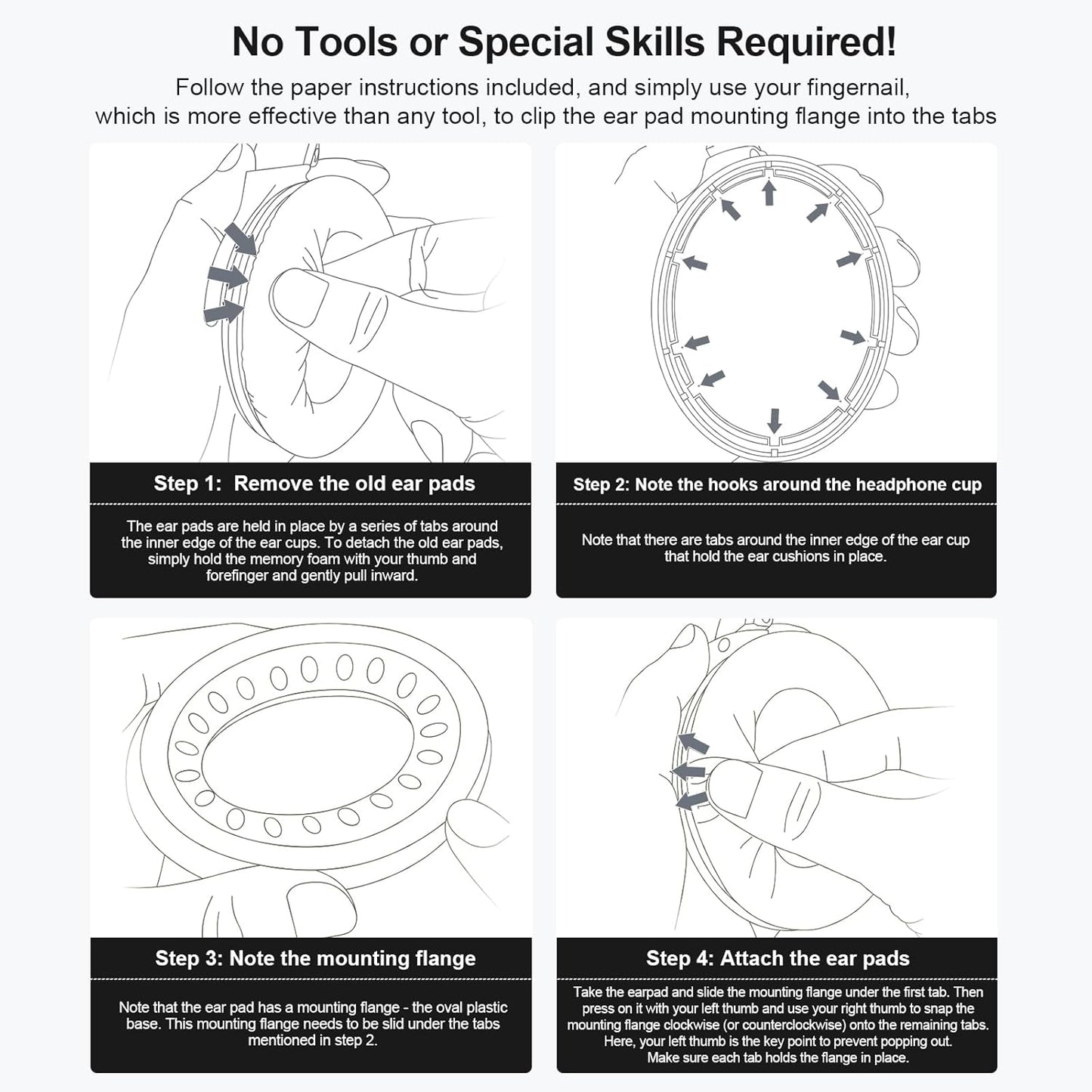 Replacement Ear Pads Earpads for Bose QuietComfort QC 2 15 25 35 Ear Cushion for QC2 QC15 QC25 QC35 SoundLink SoundTrue Around-Ear II AE2 (Black)