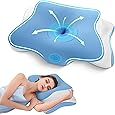 Memory Foam Pillow, 2 in 1 Cervical Pillow for Neck Pain Relief, Ergonomic Neck Support Pillows for Side Back Stomach Sleepers with Comfortable and Breathable Pillowcase
