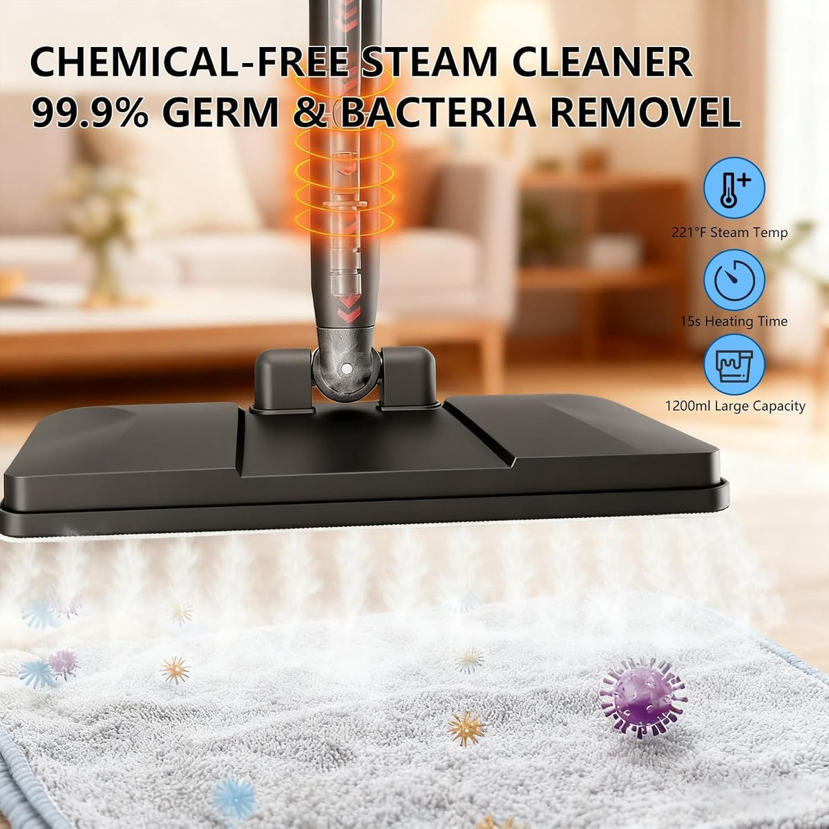 12-in-1 Steam Mop,21 PCS Attachments Detachable Handheld Steamer