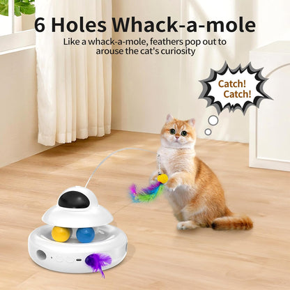 MOHAYA Interactive Cat Toys for Indoor Cats,4-in-1 Automatic Kitten Toy,Motion Activated Electronic Fluttering Butterfly,Track Balls, Moving Feather Toys for All Breeds,USB Rechargeable
