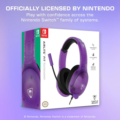 Turtle Beach Airlite Fit Officially licensed Nintendo Wired Gaming Headset for Nintendo Switch – Ghost Purple