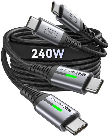 INIU USB C to USB C Cable, 240W 6.6ft Fast Charging Cord, Braided USBC to USBC Phone Charger Cable for Phone 16 15 Pro Max S24 S23 Laptops iPad Switch Steam Deck etc