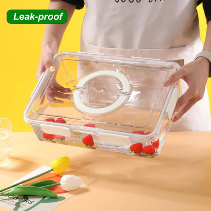 Taiuloo Divided Serving Tray with Lid & Handle, Airtight 6 Compartment Snackle Box Charcuterie Container, Fridge Organizer Bins, Food Storage Container Veggie Tray for Snack, Fruit, Salad, Nut