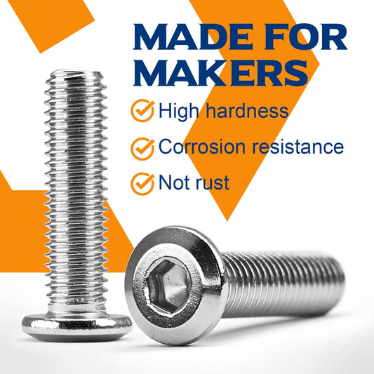 M8 x 16mm 20 PCS Flat Head Hex Socket Cap Screws Bolt, Furniture Bolts, 304 Stainless Steel 18-8, Full Thread (with Hex Spanner) - PuriLite