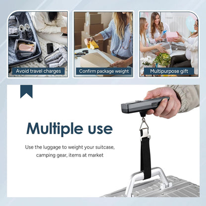 travel inspira Luggage Scale Battery-Free, Travel Essentials, Portable Handheld Digital Suitcase Weight Scale for for Travel Accessories, 110lbs/50kg (Dark Blue)