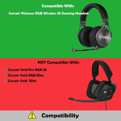 ACCOUTA Durable Replacement Earpads Cushions Compatible with Corsair Virtuoso RGB Wireless SE Gaming Headset Ear Pads with Breathable Fabric Foam