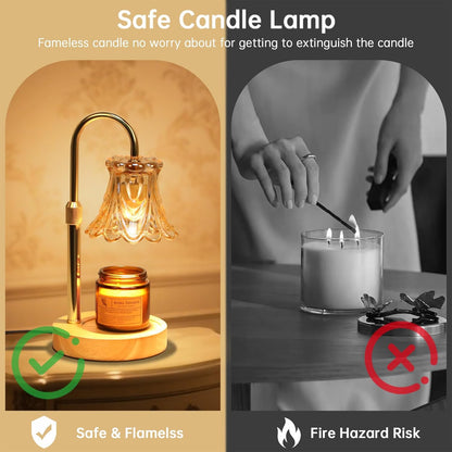 GEEZO Fragrance Candle Warmer Lamp,Electric Candle Warmer with Timer & Dimmer, Mom Christmas Birthday Gifts for Women, House Warming Gifts New Home Bedroom Decor
