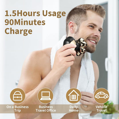 SHPAVVER Head Shavers for Bald Men: 5-in-1 Detachable Electric Bald Razor-IPX7 Waterproof Wet/Dry Shaving-Rechargeable 7D Rotary Shaver Grooming Kit-LED Display & Type-C Charge