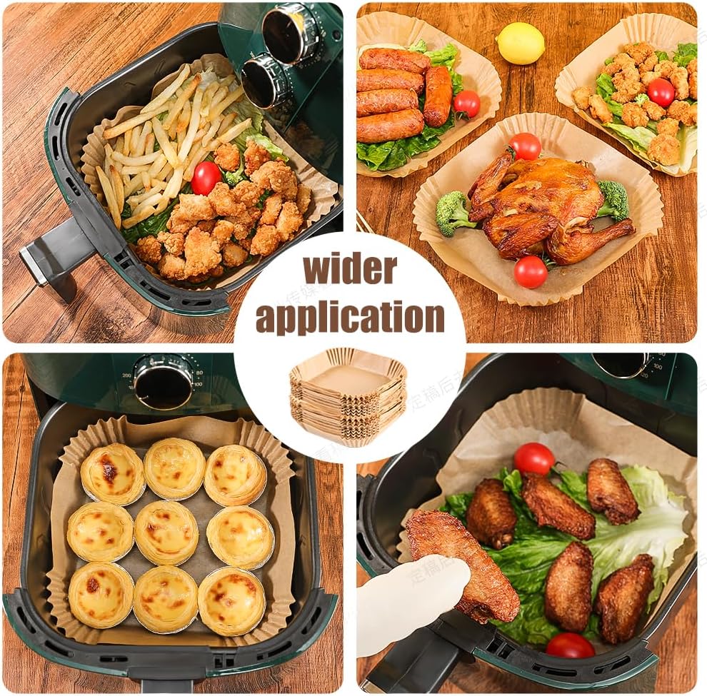 7.5 Inch Air Fryer Parchment Paper Liners Square,150 Pcs Non-Stick &Oil-Proof Air Fryer Liners Disposable for 2-5 QT Frying,Baking,Roast