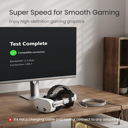 KIWI design 16FT Link Cable Compatible with Oculus/Meta Quest 3S Accessories, and Quest 3/2/Pro/Pico 4, USB3.0 Link Cable with 5Gbps Super Speed