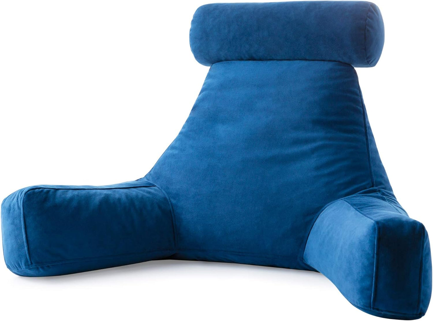 Linenspa Shredded Foam Reading Pillow - Perfect for Adults, Teens, and Kids - Velour Cover - 3 Year U.S. Warranty, Stone