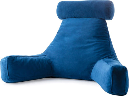 Linenspa Shredded Foam Reading Pillow - Perfect for Adults, Teens, and Kids - Velour Cover - 3 Year U.S. Warranty, Stone