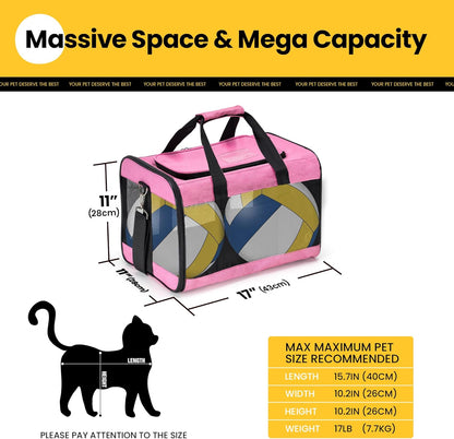 Conlun Cat Carrier Airline Approved, Soft-Sided Dog Carrier with Inner Safety Leash, Pet Transport Carrier for Small-Medium Cats Puppies up to 15 Lbs, Collapsible Travel Kitten Carrier Bag -Black M