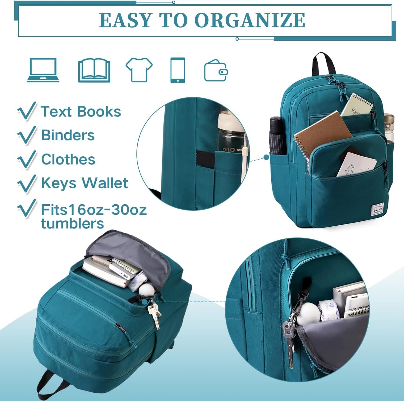 School Backpack for Men Women,Vaschy Lightweight School Bag Bookbag Casual Daypack for High School/College/Teens/Travel/Work