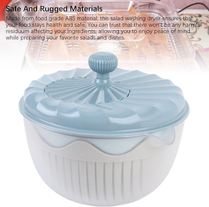 Salad Spinner, Efficient Lettuce Spinner Vegetables Fruits Wash Bowl Quick Drying Multifunctional Green Salad Dryer for Washing and Draining Greens, Fruits (Beige)