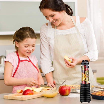 La Reveuse Smoothie Blender Personal Size 300 Watts with 2 Pieces 18 oz BPA-Free Travel Sports Bottles,Grey