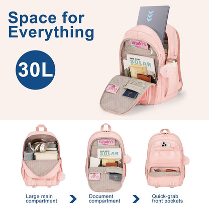 WINDARS Backpacks for Girls, 15.6 Inch School Bag Cute Waterproof laptop Bookbag Large College Backpack for Teen Women Students Anti Theft Travel Daypack Black