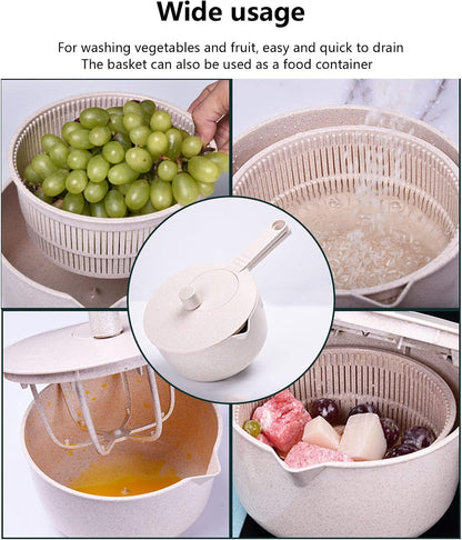 Salad Spinner,Multifunction Vegetable Washer with Handle and Drain Basket Suitable for Home and Kitchen