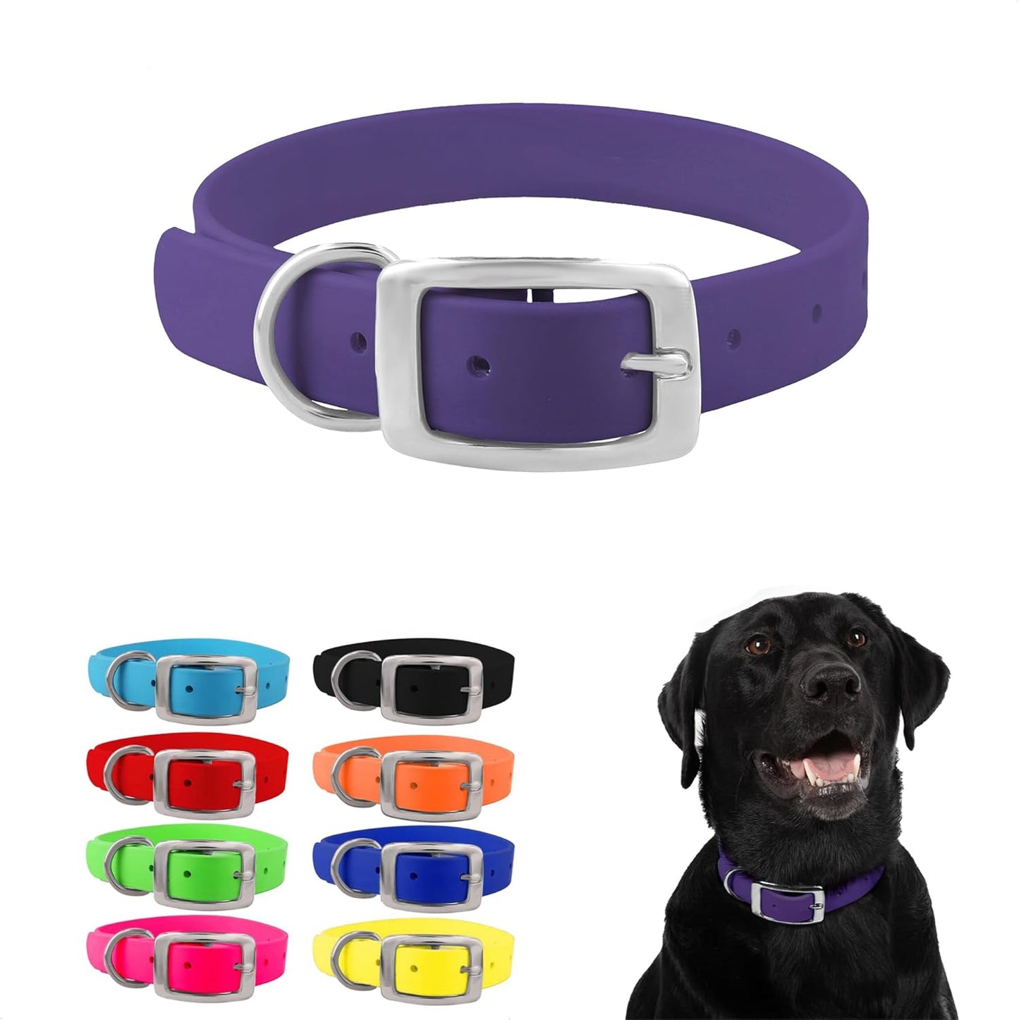 Regal Dog Products Large Pink Waterproof Dog Collar with Heavy Duty Double Buckle & D Ring | Vinyl Coated, Custom Fit, Adjustable Biothane Dog Collar | Chew Resistant Waterproof Collar for Dogs
