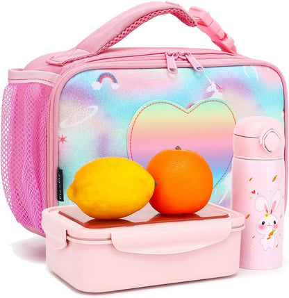 FlowFly Kids Lunch Box Insulated Soft Bag Mini Cooler Back to School Thermal Meal Tote Kit for Girls, Boys, Black