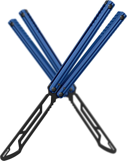 Nabalis Impulse Butterfly Knife Balisong Trainer for Practicing Flipping, Blunt Practice, No Edge Tool，Lightweight，Blue