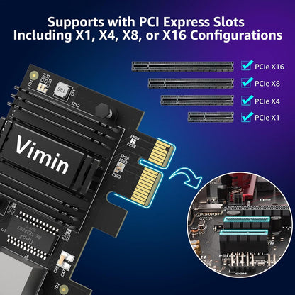 10G PCI-E Network Card with 10Gbps Dual RJ45 Ports, Intel X540-T2 Conrtoller, VIMIN 10Gb Ethernet Adapter Card Compatible with PCI Express X8, X16, Support Windows/Windows Server/Linux/VMware