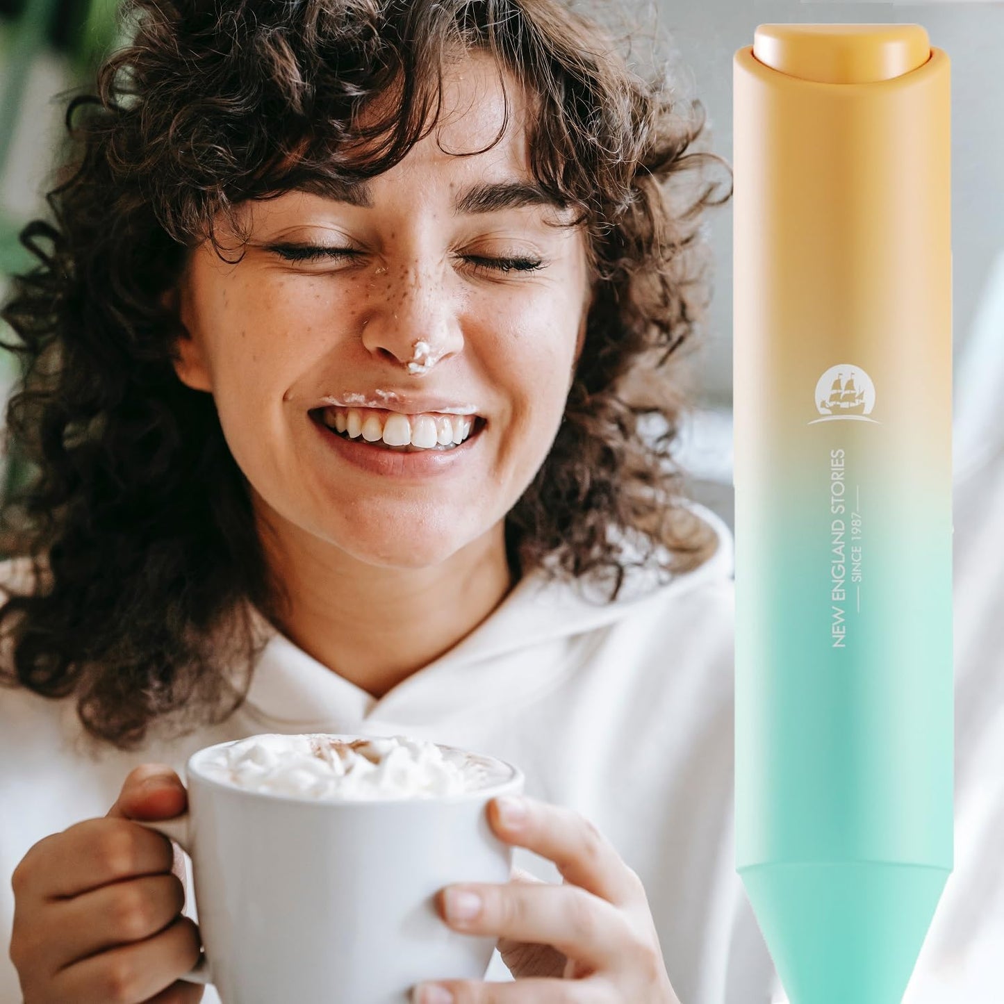 Powerful Milk Frother Handheld Foam Maker, Mini Whisk Drink Mixer for Coffee, Cappuccino, Latte, Matcha, Hot Chocolate, With Stand, Black