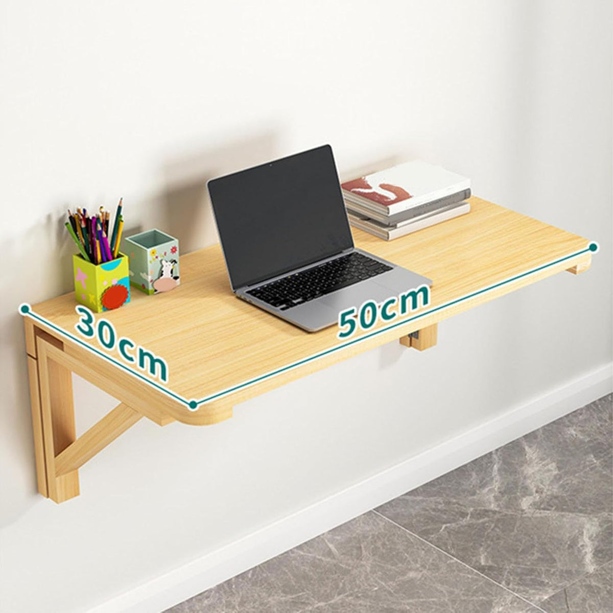 Wall Mounted Folding Wooden Table | Space-Saving Fold-Down Desk