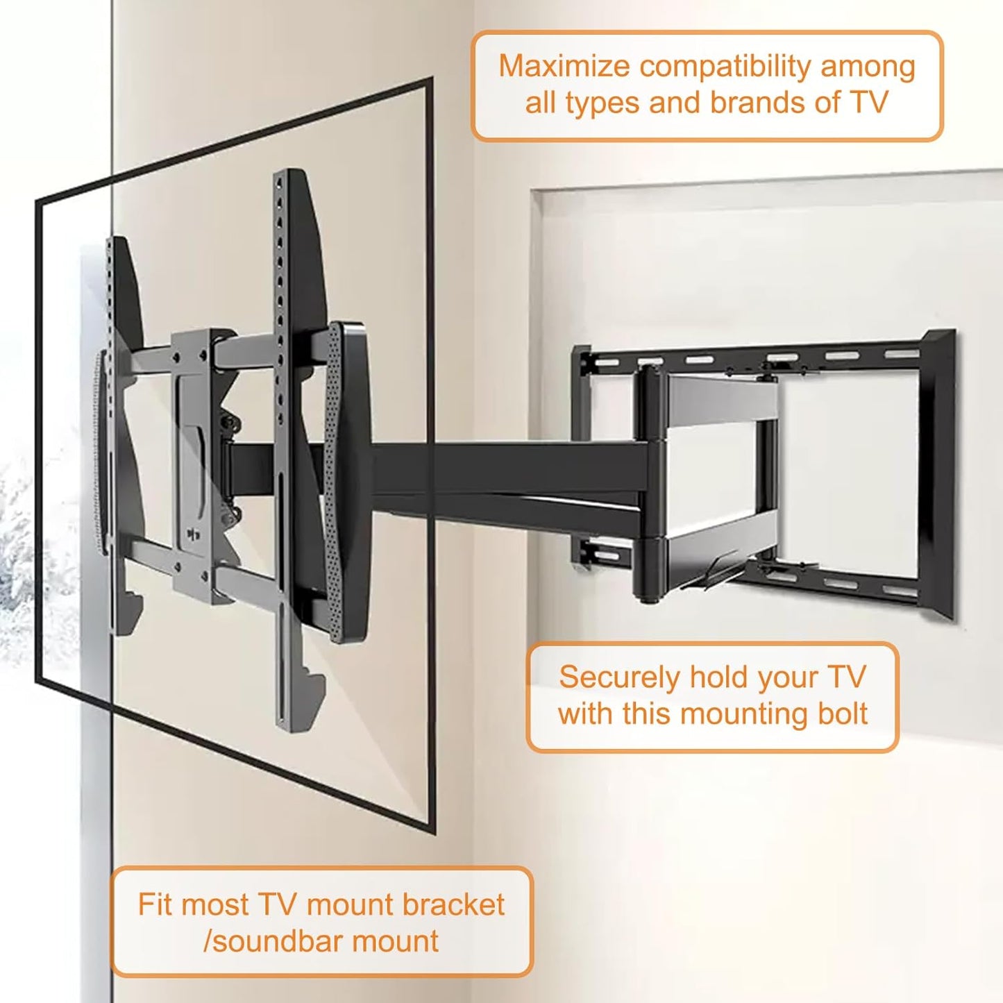 Universal TV Mounting Hardware Screw Kit Set - M4 M5 M6 M8 Screws,Spacers and Washers for Most TV/Monitor VESA Mount, TV Mount Replacement Screws with Box up to 80 inch(Black)