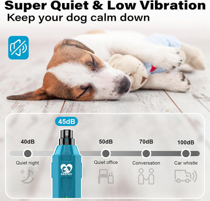 Casfuy 6-Speed Dog Nail Grinder Newest - Super Quiet Pet Nail Grinder Rechargeable Electric Dog Nail Trimmer Professional Paws Grooming & Smoothing Tool for Large Medium Small Dogs (Bright Blue)