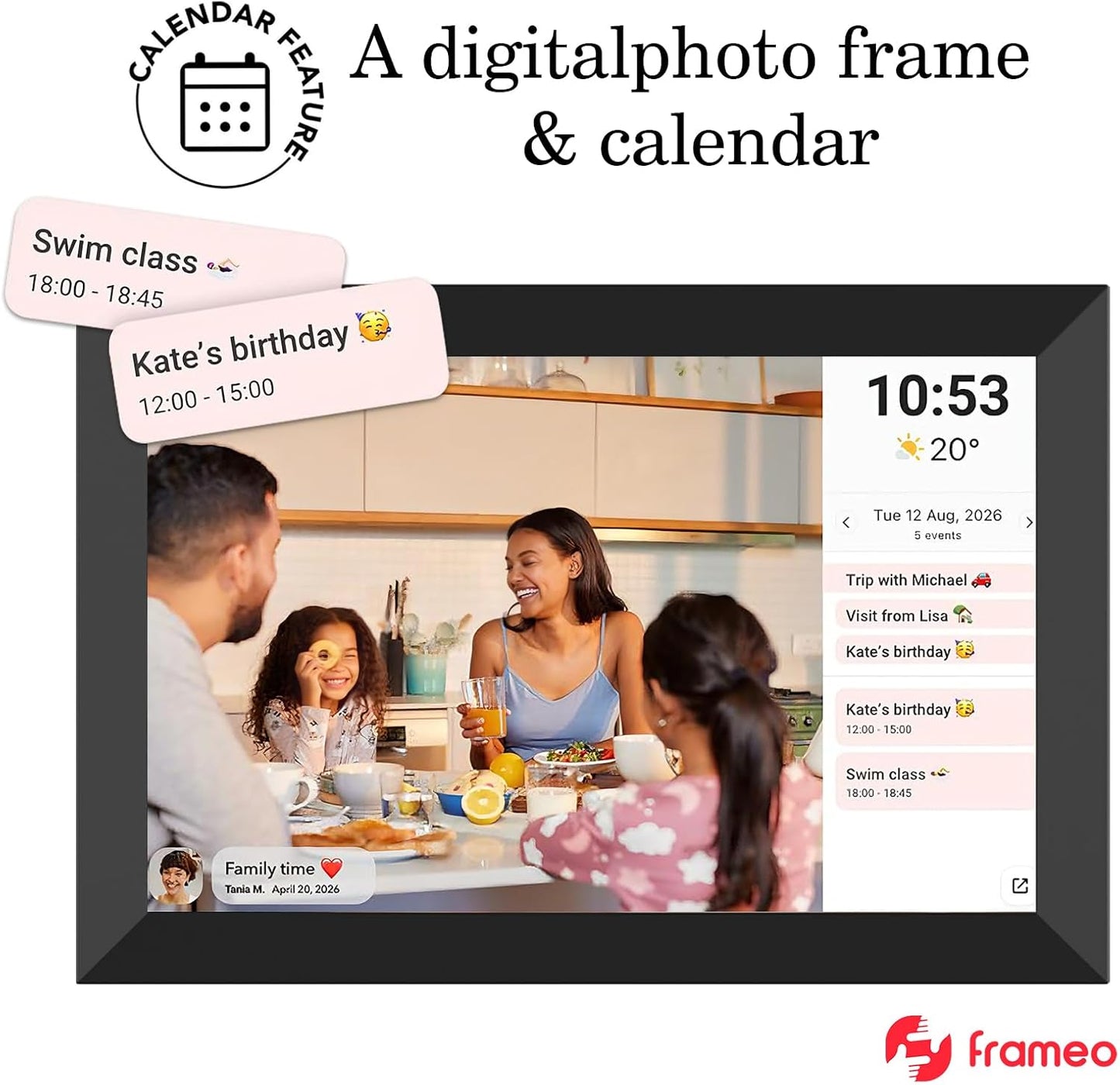 32GB FRAMEO 10.1 Inch Smart WiFi Digital Photo Frame 1280x800 IPS LCD Touch Screen, Auto-Rotate Portrait and Landscape, Built in 32GB Memory, Share Moments Instantly via Frameo App from Anywhere