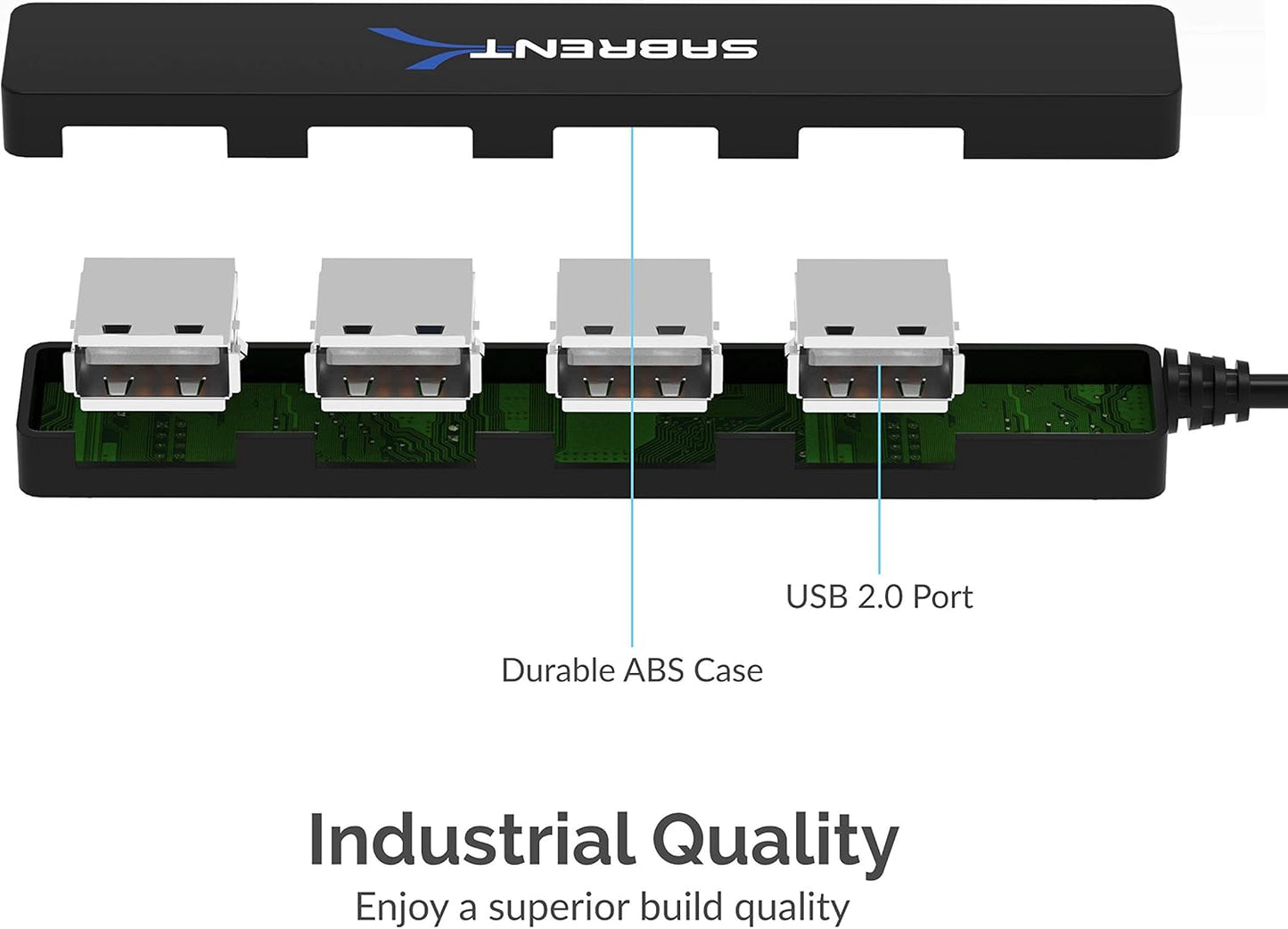 SABRENT USB hub, USB Adapter 2.0, 4 Port USB Extension with ON/Off switches, Multiple USB Splitter for SSD, PS4 PS5, PlayStation 5, Laptop, PC, Printer, MacBook, USB Stick, Notebook (HB-UMLS)