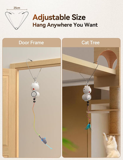 Cat Toys for Indoor Cats, 5 Pack Hanging Interactive Cat Toy with Feather Teaser Hands-Free Cat Toys Wand with Bell Exerciser Playing Toy for Kitten or Cat