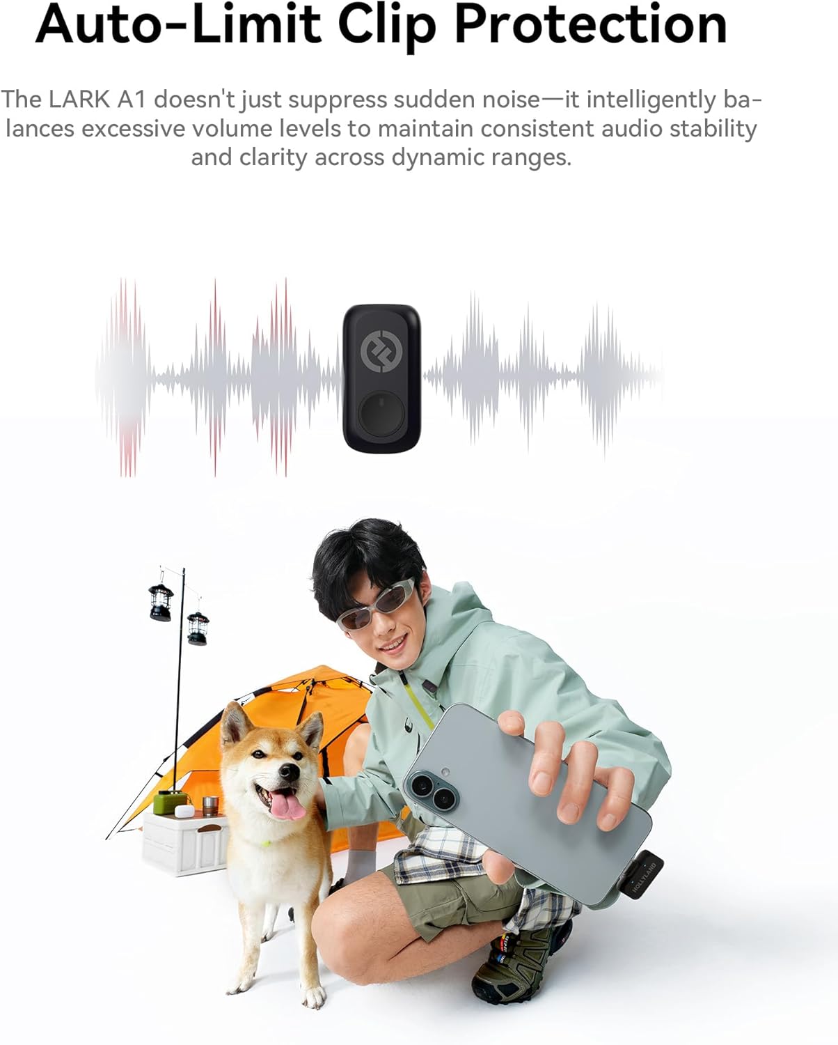 Hollyland Lark A1 Duo - Wireless Microphone USB C for iPhone 16/15 & Android (2TX + USB-C RX + Charging Case), Magnetic Mic for YouTube, TikTok, Podcast, Interviews (Black)