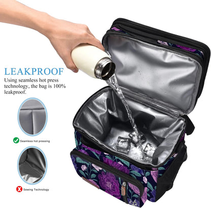 Lunch Bag for Women Men Double Deck Lunch Box - Leakproof Insulated Soft Large Lunch Cooler Bag, MIYCOO (Black,15L)