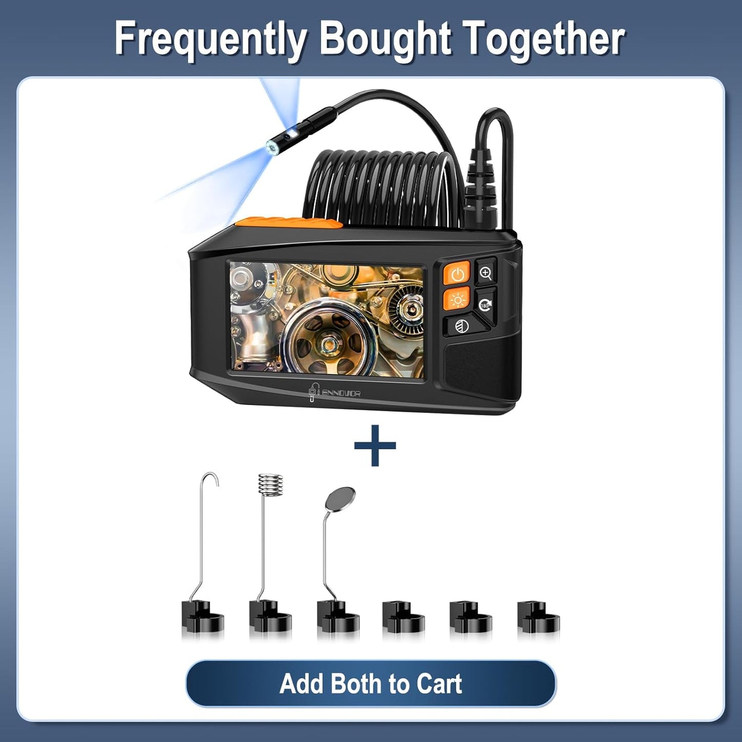 Endoscope Camera with Light, Ennovor 1920P HD, Endoscope Inspection with 8 Adjustable LED Lights, Borescope with Flexible Rigid Snake Camera, IP67 Waterproof and No WiFi Required, for Android iOS