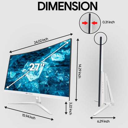 CRUA 34 Inch Curved Gaming Monitor 144HZ, White 21:9 Ultra Wide PC Monitor 1500R WQHD 3440X1440P 120% sRGB Computer Display/VA Panel/PIP& PBP/HDMI2.0 & DP1.4/Tilt Adjustment/Wall Mountable