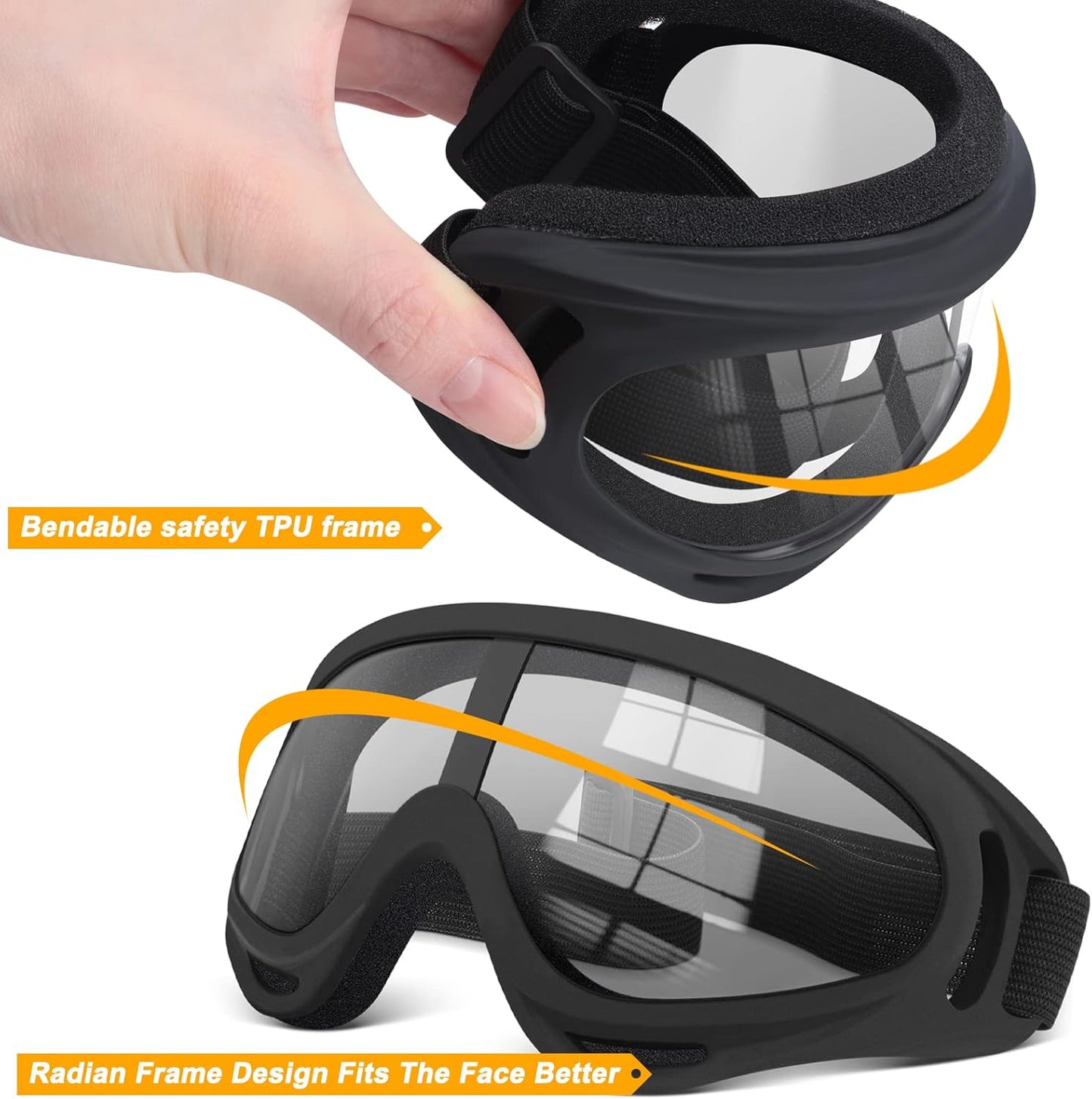 OXG 5 Pack Motorcycle Goggles Ski goggles, Dirt Bike ATV Goggles Anti-UV Riding Safety Glasses for Men Women, Dirt Bike Accessories (Clear Lense)