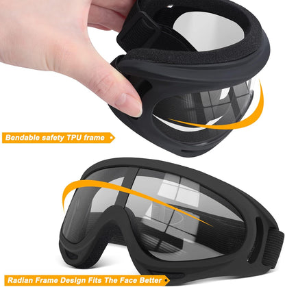 OXG 5 Pack Motorcycle Goggles Ski goggles, Dirt Bike ATV Goggles Anti-UV Riding Safety Glasses for Men Women, Dirt Bike Accessories (Clear Lense)