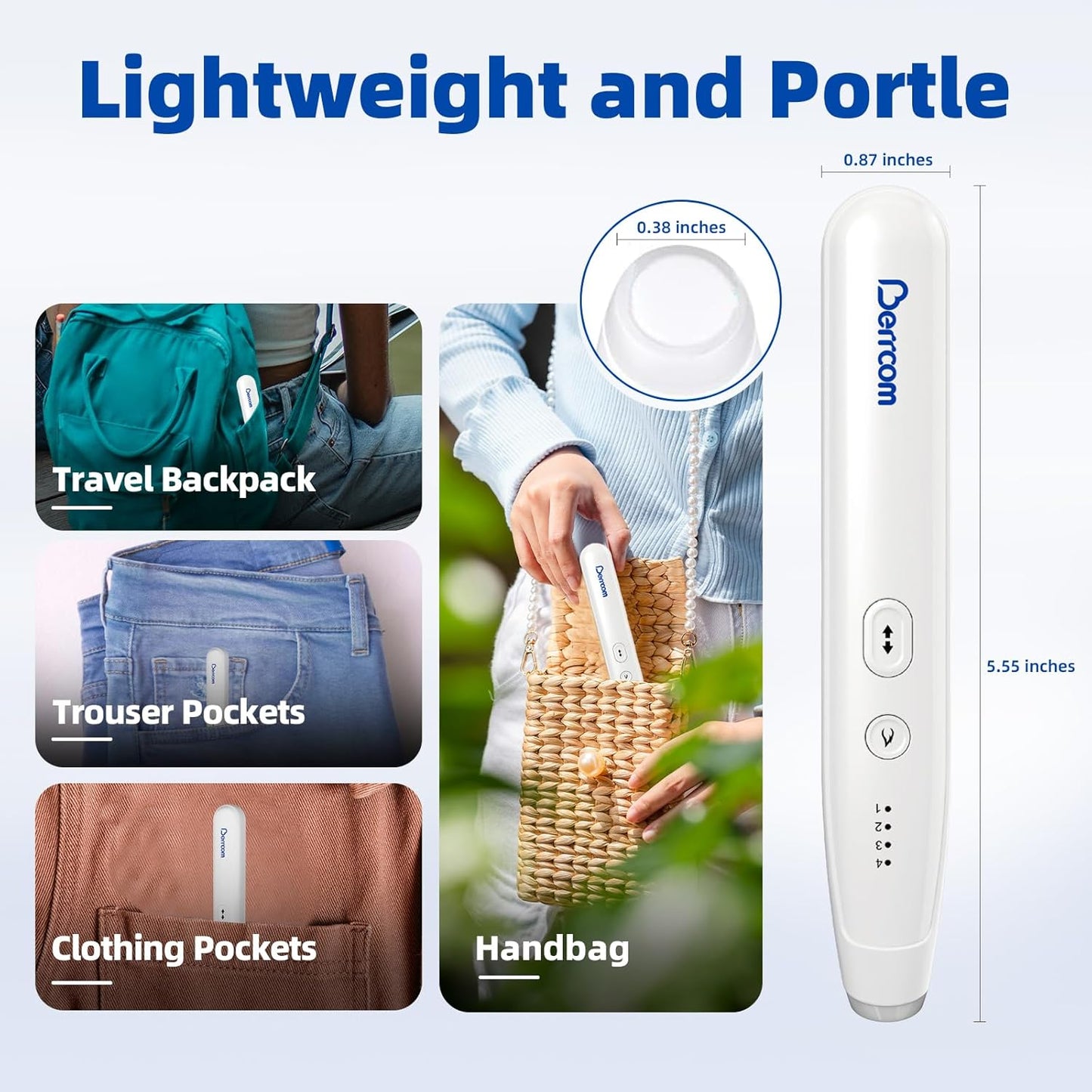 Berrcom Insect Sting and Bite Relief Stick, Chemical-Free Treatment of Insect Bites for Symptom Relief from Itching and Swelling Rechargeable Bug Bite Itch Relief Thing for Mosquito Bites