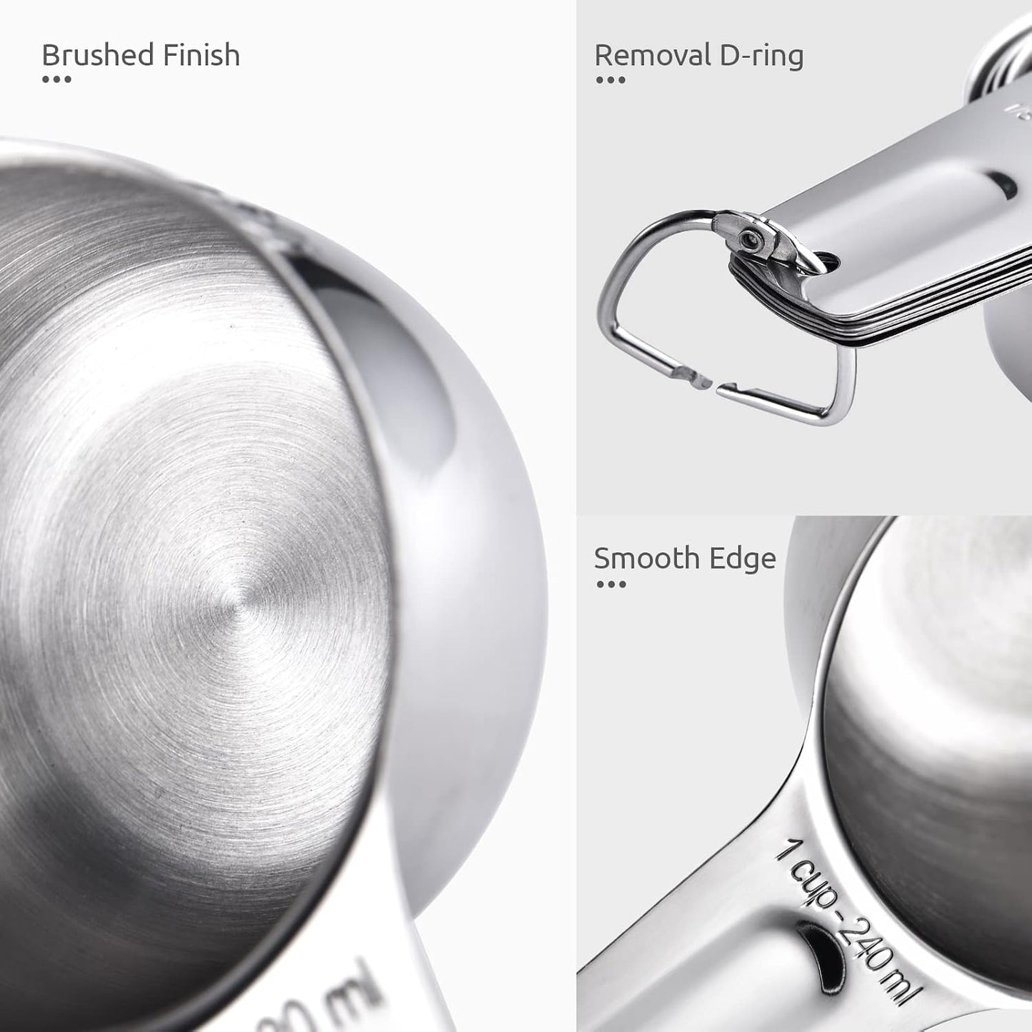 Measuring Cups, U-Taste Measuring Cups and Spoons Set of 15 in 18/8 Stainless Steel : 7 Measuring Cups and 7 Measuring Spoons with 2 D-Rings and 1 Professional Magnetic Measurement Conversion Chart