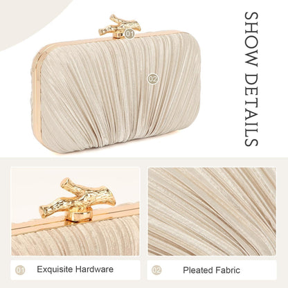 Clutch Purses for Women Evening Bag Pleated Clutch Bag with Chain Party Purses Handbag for Cocktail/Prom/Party/Wedding/Formal