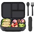 Bento Box Adult Lunch Box with 4-Compartment Leakproof Lunch Containers Microwave and Dishwasher Safe Bento Box with Spoon