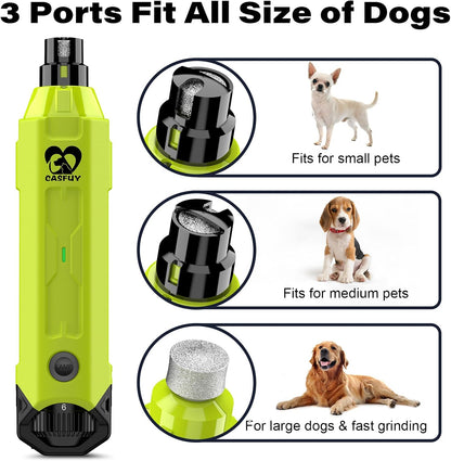 Casfuy 6-Speed Dog Nail Grinder Newest - Super Quiet Pet Nail Grinder Rechargeable Electric Dog Nail Trimmer Professional Paws Grooming & Smoothing Tool for Large Medium Small Dogs (Bright Blue)