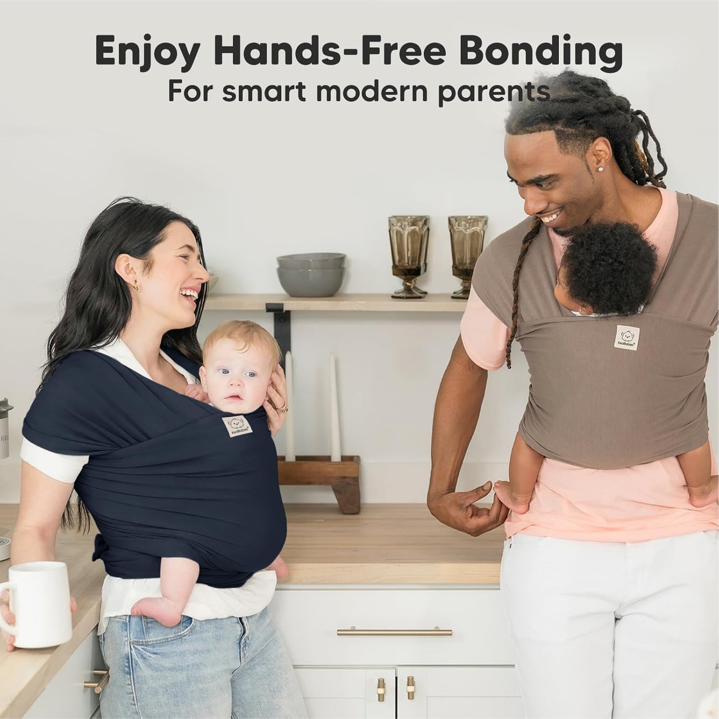 KeaBabies Baby Wrap Carrier - All in 1 Original Baby Carrier Newborn To Toddler Sling, Easy to Wear, Hands Free Bonding, Lightweight, Breathable Infant Wraps (Trendy Black)