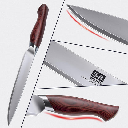 SHAN ZU Fillet Knife 7 inch, Razor Sharp Boning Knife for Meat in 10Cr15Mov Japanese High Carbon Steel Fish Knife, Professional Kitchen with Flexible Blade and Ergonomic Pakkawood Handle