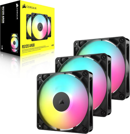 CORSAIR RS120 ARGB 120mm PWM Fan – Daisy-Chain Connection – Low-Noise – Magnetic Dome Bearing – Single Pack – White