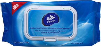 Vinda 720 Count (9 Packs) Antibacterial Wipes, Cleaning, Sanitizing, Hand Wipes for Home, Office, Travel and Outdoor Use, Good for Sensitive Skin, Clean Refreshing Scent (9 Pack)