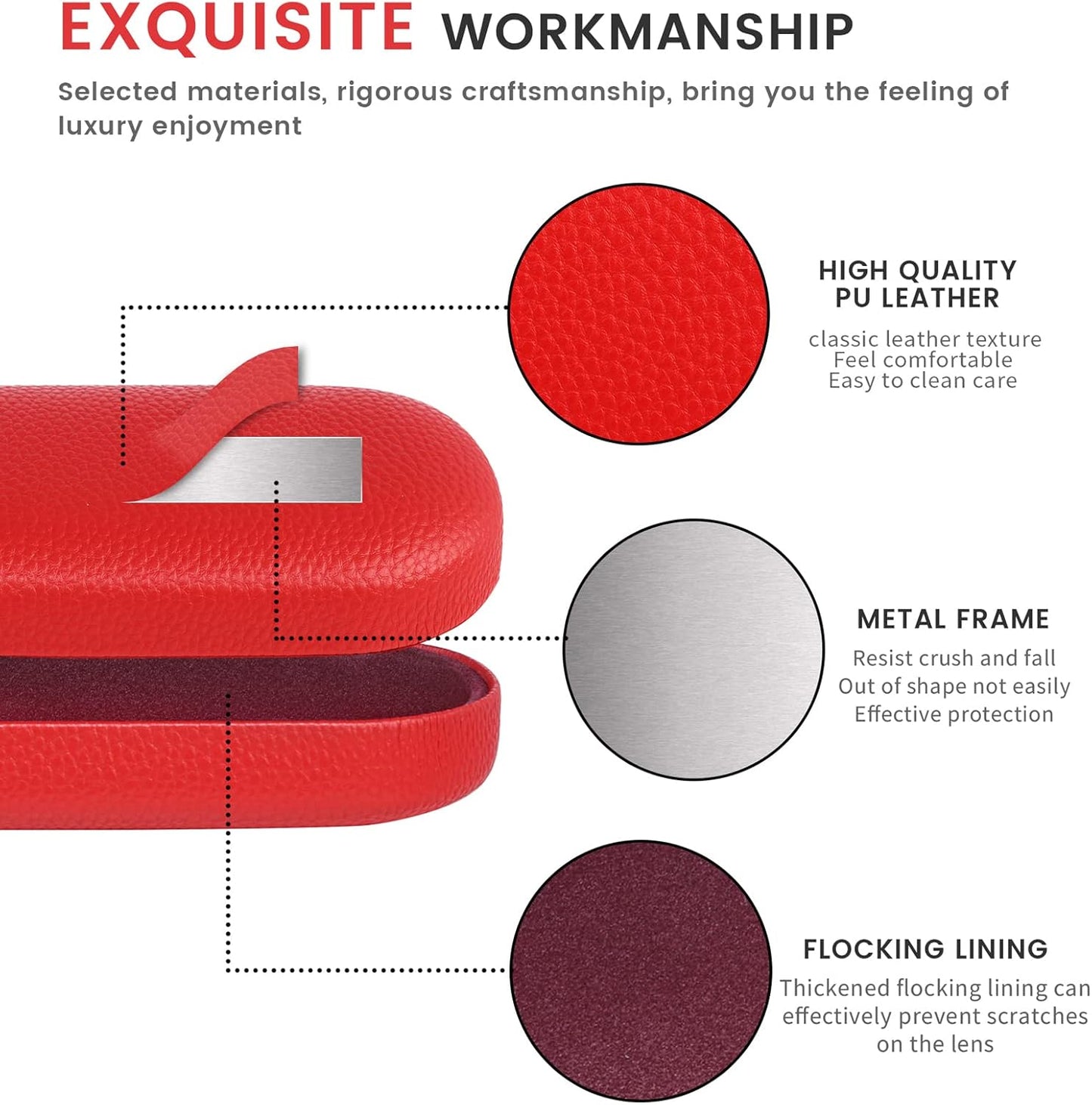 molshine Hard Shell Leather Sunglasses Case,Classic Large Glasses Case for Women Men,Sunglass Eyeglasses
