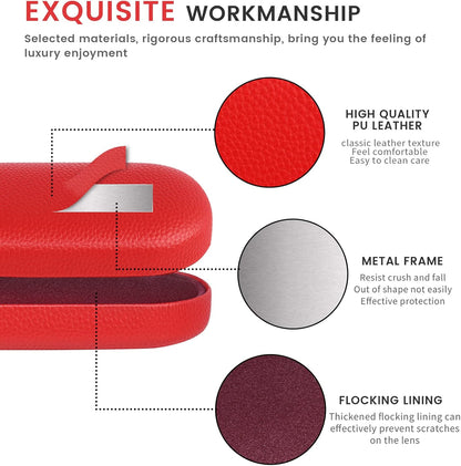 molshine Hard Shell Leather Sunglasses Case,Classic Large Glasses Case for Women Men,Sunglass Eyeglasses